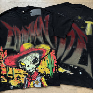 T-shirt imprimé rétro Punk pour hommes, surdimensionné, en coton, Streetwear, Hip Hop, vêtements d'été - Product Image 1