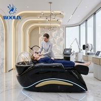 Fauteuil de massage électrique MOOLIN avec bol en céramique, dossier réglable, bain de pieds et lit de spa pour salon de coiffure