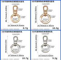 Mousquetons pivotants pour porte-clés, clips à ressort, anneaux en O, crochets à déclenchement, anneaux de clés métalliques à ressort, connecteurs à anneau ouvert, accessoires de sac DIY