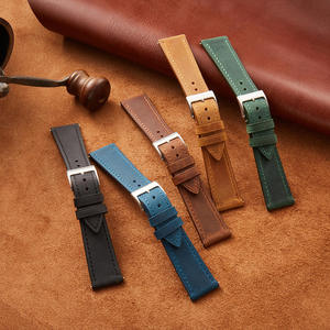 Bracelet de montre en cuir véritable de luxe avec boucle en acier inoxydable, interface universelle à dégagement rapide, 18/19/20/21/22 mm - Product Image 1