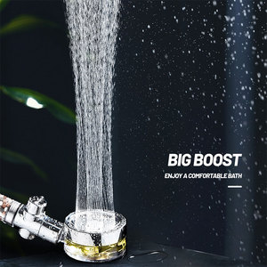 Pommeau de douche de ventilateur de salle de bain rotatif à 360 degrés à économie d'eau à haute pression avec une touche bouton d'arrêt d'eau filtre à pierre anionique - Product Image 5