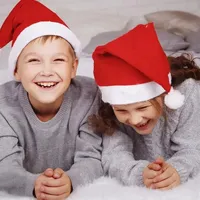 Gorros de Santa Claus para Navidad, Unisex para Adultos, Color Rojo Sólido, Gorros Navideños para Fiestas, Decoración, Regalos