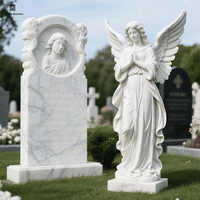 Monument funéraire moderne européen personnalisé de haute qualité, ange, cimetière, marbre blanc naturel, sculpture artisanale, pierre tombale, garantie de 5 ans