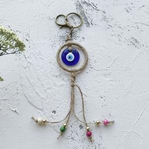 Cadeau tendance : Porte-monnaie porte-bonheur turc en alliage de zinc avec œil bleu et main de Hamsa - Pendentif pour sac/voiture/décoration intérieure - Product Image 6