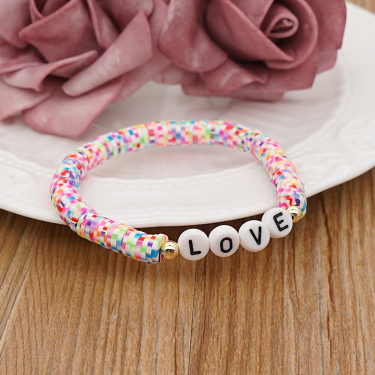 Set Di Bracciali Elastici Fatti A Mano In Argilla Polimerica Con Perline Heishi Bracciali Con Perline Di Fiori E Frutta Bracciali Con Perline Di Vetro Per Ragazza