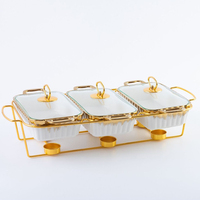 Plats Chafing Dish en Céramique de Haute Qualité pour Grossistes, Réchauds à Aliments à Pot Chaud en Porcelaine, Lots de 3