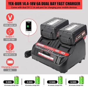 Stasiun Pengisi Daya Baterai Port Ganda Kompatibel dengan Baterai Lithium Mil Waukes 18V <span class=keywords><strong>M</strong></span> 18S Pengisi Daya Baterai Cepat dengan 2 Port USB - Product Image 6