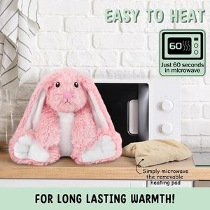 <span class=keywords><strong>Oreiller</strong></span> compressible super doux en peluche lapin avec granulés céramiques chauffants et rafraîchissants à la lavande, démontable - Product Image 4