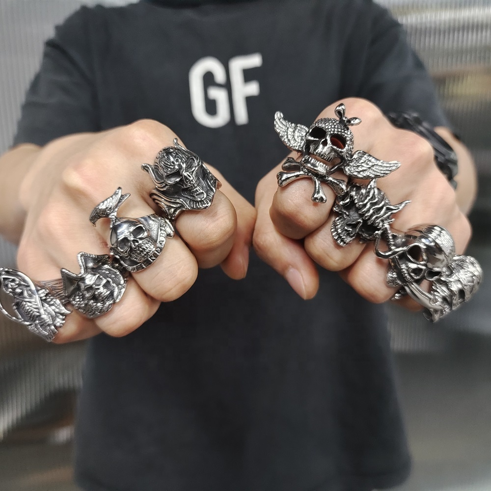 Vintage Anillo De Calavera Para Hombre, Diseu00f1o De Calavera Con