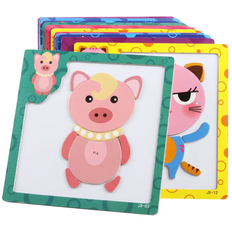 Puzzles magnétiques en bois de dessin animé jouet éducatif de développement pour enfants Puzzle magnétique 3D en bois éducatif