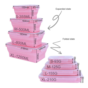 Lựa Chọn Vui Vẻ Thực Phẩm 4 Bộ Silicone Gấp Hộp Ăn Trưa Bộ Silicone Ráp Thực Phẩm Lưu Trữ <span class=keywords><strong>Container</strong></span> Với Nắp PP - Product Image 6