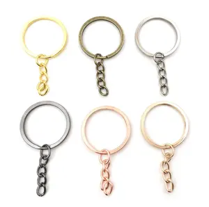 高端30毫米开叉钥匙环套件，用于DIY钥匙链环零件用带链