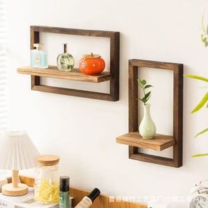 Estante de madera para montar en la pared, rectangular, color madera natural, de una sola capa, para decoración del hogar, organización de almacenamiento para sala de estar - Product Image 4