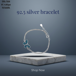 925 Sterling <b>Silver</b> Adjustable <b>Bracelet</b> Blue Zircon Cubic Zirconia Gold Plated Butterfly Shaped Pendant Classic Party Gift - Product Image 2