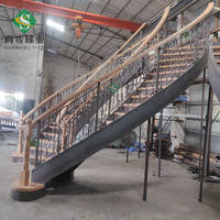 Main courante en bois de hêtre européen au Design moderne pour escalier carré en bois