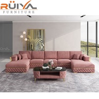 Vente en gros, meubles d'usine, canapé d'angle rouge, double chaise de salon de luxe, canapé d'angle en velours