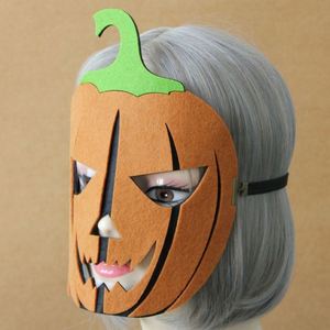 Masques de fête d'Halloween personnalisés pour enfants et adultes, masques de citrouille en feutre faits à la main, vente en gros - Product Image 2