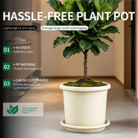 Pot de fleurs circulaire en plastique PP durable et léger avec trou de drainage, design minimaliste moderne, pour intérieur/extérieur, grand format pour jardin de bureau