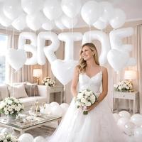 Kit de ballons lettres BRIDE blancs de 40 pouces, ballons en aluminium cœur de 18 pouces et ballons en latex de 10 pouces pour enterrement de vie de jeune fille, fête prénuptiale, mariage