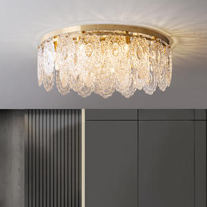 New Arrival Romantic Luxury Gold <b>Modern</b> Living Room Dining Room Glass Flower Art French Retro Ceiling <b>Lamp</b> - Product Image 3