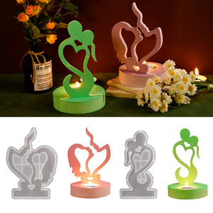 Stampo colla da te amanti di san valentino che baciano candeliere stampo in Silicone gesso decorazione aromaterapia resina angelo stile vita - Product Image 2
