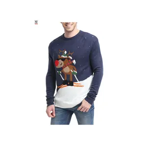 New Arrival Neck Pullover Custom Jumper For Adults Black Classy Cool Men Tops Ugly Pin Ugly Christmas Sweater