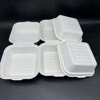 Boîte à hamburger à emporter ECO 100% biodégradable, capacité 450 ml, design à clapet, fabriquée à partir de bagasse de canne à sucre