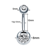 Anneau de nombril en acier inoxydable avec strass colorés, barbell incurvé, bijoux de piercing pour le nombril, forme ronde ou goutte d'eau, vente en gros