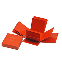 Boîte Cadeau Surprise Explosive DIY Haut de Gamme pour Anniversaire, Album Photo, Impression Dorée Brillante Orange, Écologique, Vente en Gros