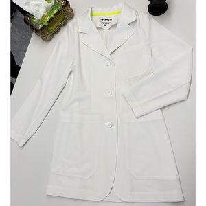 Blouse de laboratoire en coton spandex polyester blanc pour femme uniforme de pharmacien brodé avec manteau de consultation gommages hospitaliers - Product Image 3