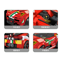 Block Car 2876 Racing Super Sports Car Pequeño MOC Ladrillo Modelo Educativo Ensamblar Bloques de construcción Colección de plástico Juguete para niños