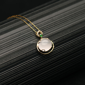 Qingyabailu Feicui, bijou d'anniversaire en or blanc 18 carats, jadeite naturelle de qualité A, forme de courge, style classique, troisième pièce - Product Image 5