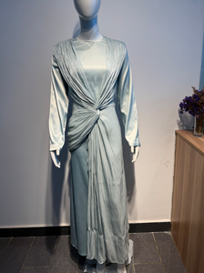 Abaya Y8 per Donne Mediorientali con Nastro Plissettato e Maniche Lunghe Scintillanti, Abito da Sera Turco Fatto a Mano alla Moda - Product Image 4