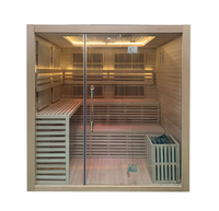 Sauna à vapeur intérieur en cèdre canadien pour 4 personnes, avec poignée en cristal, poêle électrique et chauffage infrarouge lointain, pour usage domestique