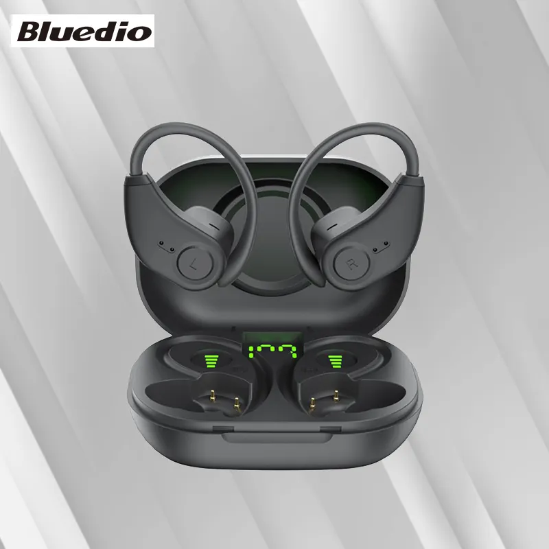 Bluedio S6 true Wireless Stereo sonido Deportes TWS auriculares con gancho batería LED vitrina BT5.1 auriculares inalámbricos en la oreja