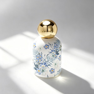 Botella de perfume de vidrio transparente redonda de lujo de diseño personalizado, premium, de 30 <span class=keywords><strong>ml</strong></span>, <span class=keywords><strong>50</strong></span> <span class=keywords><strong>ml</strong></span>, 100 <span class=keywords><strong>ml</strong></span>, con cierre negro, vacía, con impresión UV. - Product Image 2