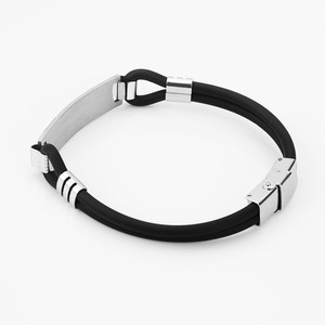 Nuevo Modelo de Pulsera de Silicona y Acero Inoxidable para Hombre con Placa de Identificación Grabada Personalizada y Correa de Acero Titanio - Product Image 2