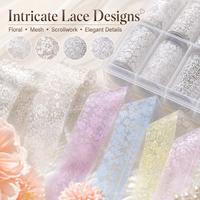 Nouveaux autocollants de transfert 2D pour nail art, motifs floraux en dentelle rouge vin, noir et blanc, peints à la main, pour la beauté des ongles et le vernis gel DIY