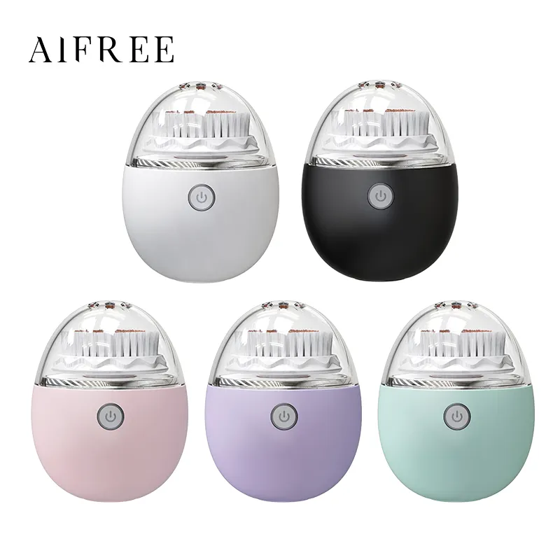 2022 Waterproof level IPX7 electric ultrasonic sonic face 4 in 1 mini Silicone face cleaning exfoliator facial wash brush pink