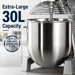 เครื่องผสมแป้งแบบดาวเคราะห์ Safe Operation B30 ขนาด 30 ลิตร พร้อมกลไกยกและตะแกรงป้องกัน สำหรับโรงเบเกอรี่เชิงพาณิชย์และโรงเรียน - Product Image 4