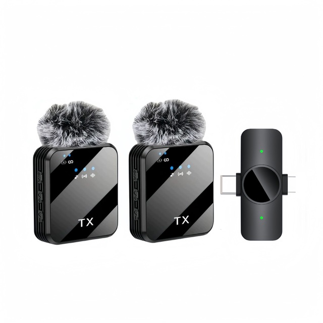 Portable Podcast Live Recording Vlog Microphone Professional Mini Clip Lapel Mic Wireless Lavalier Microphone for Mobile Phone