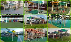 Structure de jeu extérieure personnalisée Série Forêt avec balançoire et mur d'escalade - Structure en acier robuste pour maternelle et parc communautaire - Product Image 3