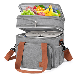 Large Capacity 17L Expandable Double Deck Insulated Lunch Bag Leakproof Reusable Cooler Tote Box with Shoulder Strap for Work - Product Image 1