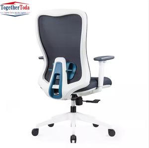 Chaise de bureau pivotante ergonomique moderne bleue en maille rembourrée, idéale pour les bureaux et les salles de réunion - Product Image 2