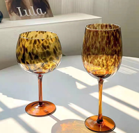 Verres à vin en cristal de style vintage moderne à imprimé léopard, verres à vin rouge de qualité supérieure avec un design ventru pour la maison