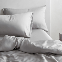 Ensemble de draps en bambou 4 pièces taille Queen, 400 fils, blanc, style moderne, effet soie de mûrier, literie toutes saisons pour chambre à coucher