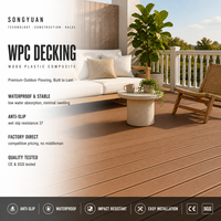 Revêtement de terrasse composite WPC 01 à rainures étroites, grain droit, durable et nécessitant peu d'entretien, idéal pour les terrasses extérieures d'hôtels