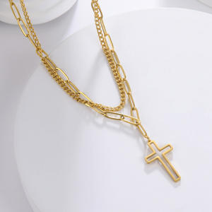 Collana a croce cava all'ingrosso per uomo ragazzo in acciaio inossidabile collane a catena Hip-Hop religioso classico Christian gioielli maschili - Product Image 6