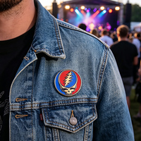 Épingles décoratives de festival de haute qualité Badges en gros Rock'n'roll épingles artisanales en métal personnalisé rond reconnaissant mort épinglette pour sac
