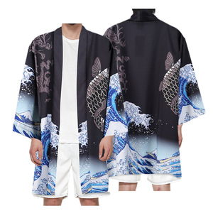 <span class=keywords><strong>Kimono</strong></span> <span class=keywords><strong>japonais</strong></span> Ukiyo-e Carpe de mer Impression numérique 3D Haori Cosplay Long Cape - Product Image 5